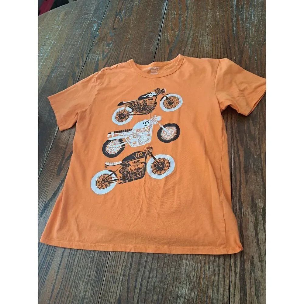 Youth Kid Boys XL Place Cotton Orange Short Sleeve Pullover Crew Neck Tee Tshirt